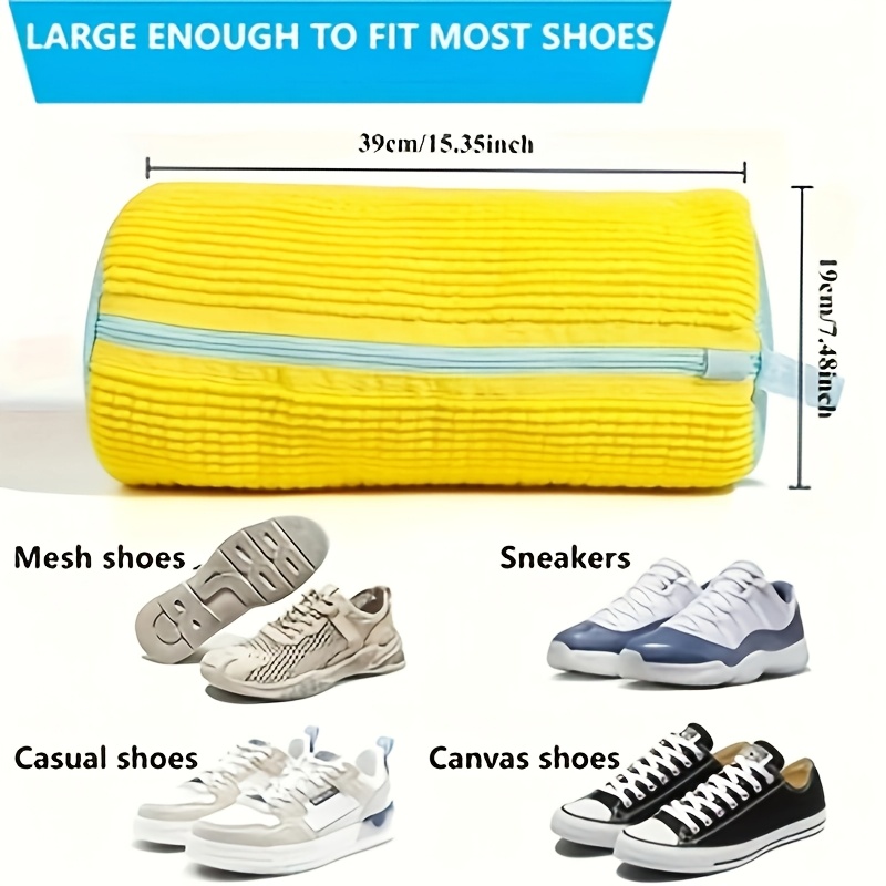 shoe washing bag for washing machine fluffy fiber maintains 360   cleaning durable zipper reusable   bag oval protective laundry bag for sneakers casual shoes dishwasher and washing machine safe laundry bag washing bag details 4