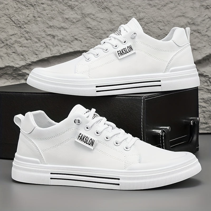 Men'S Casual Sneakers - Spring 2025 Fashion, Versatile Low-Top Lace-Up Shoes with Elastic Round Toe, Faux Upper & PVC Sole for Casual Attire, Work, and Street Style, Allseason Shoes | Modern Casual Shoes | Durable PVC Sole, Skate Shoe