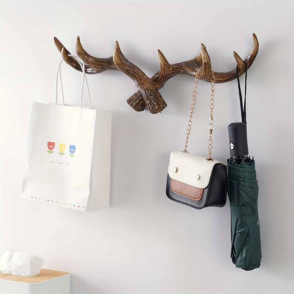 

11in Wall Hooks Deer Antler Rack Wall Mounted Clothes Hanger Scarves Towels Key Holder Antler Wall Decoration