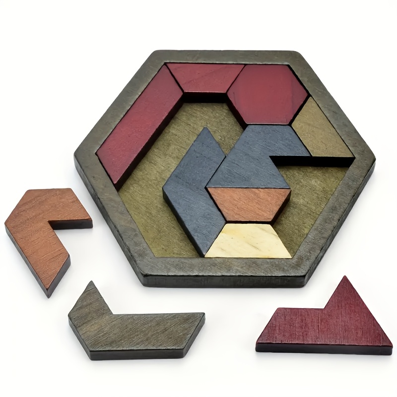 Wood Hexagonal Puzzle Toy | Sorting Stacking & Peg Insert Game