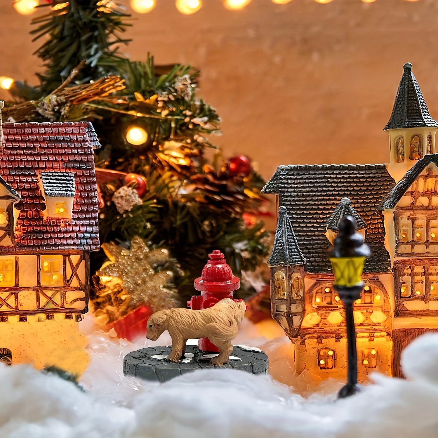 Image of Christmas Village Accessories Mailbox/christmas Fire Hydrant Villages Sets For Christmas Decoration Cute Doggy Letter To Santa Resin Christmas Ornaments