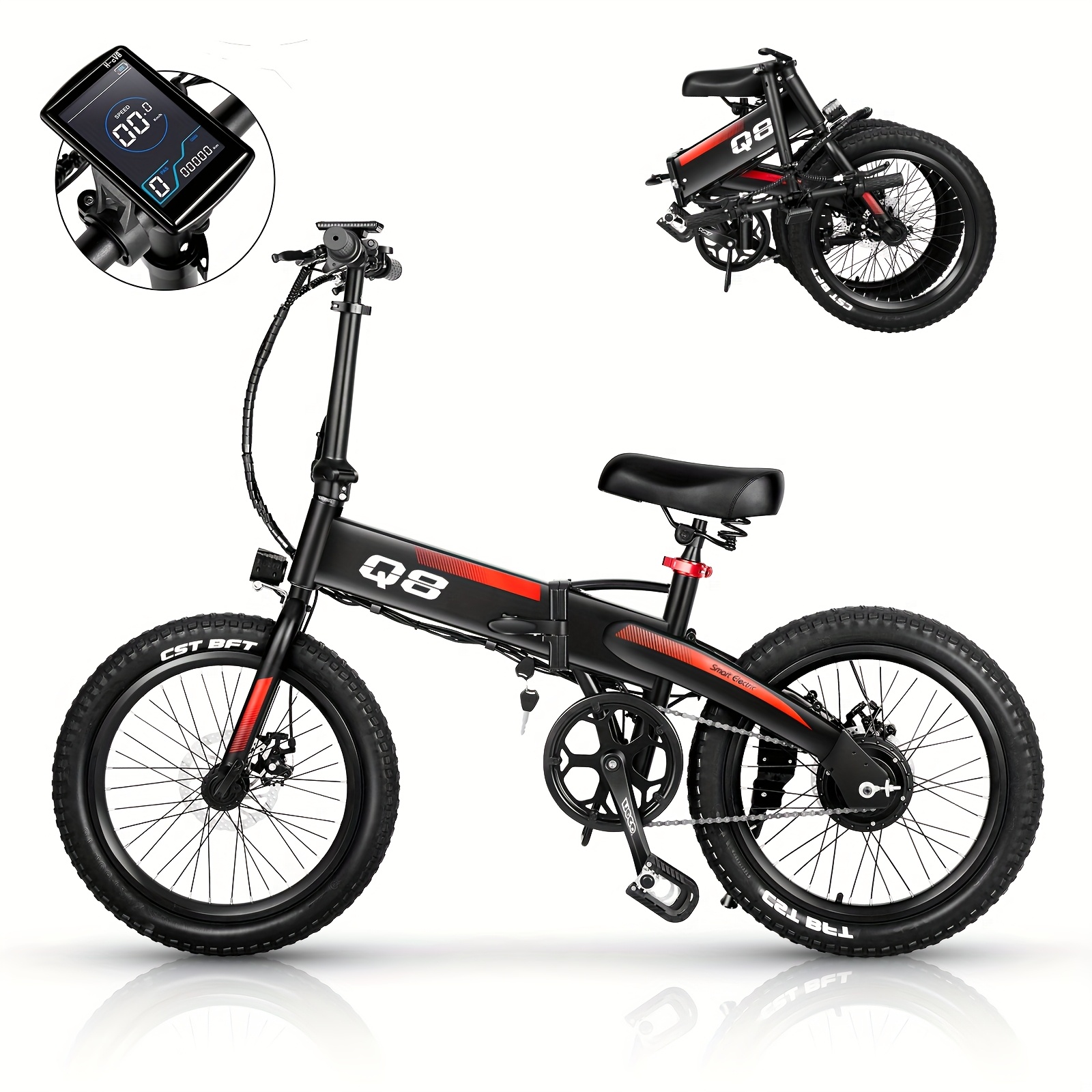 20 folding electric bike 40miles pedal assist1 48v battery Temu