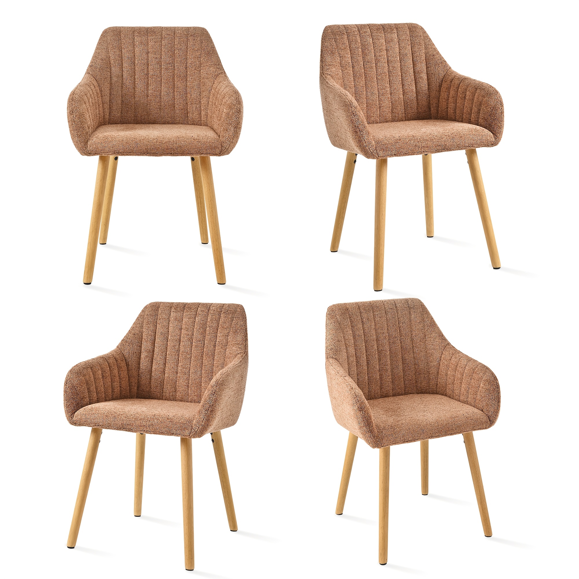 Modern Minimalist Chenille Dining Chairs, Ergonomic Backrest & Armrests, Wooden/metal Legs Options, For Home Dining Room, Set Of 2/4/6