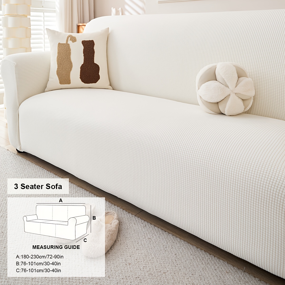 TEMU 1pc Small Checkered Geometric Pattern Sofa Cover, Easy Sofa Cover, One-piece Design, Suitable For , Pet Scratch-resistant, Machine Washable,