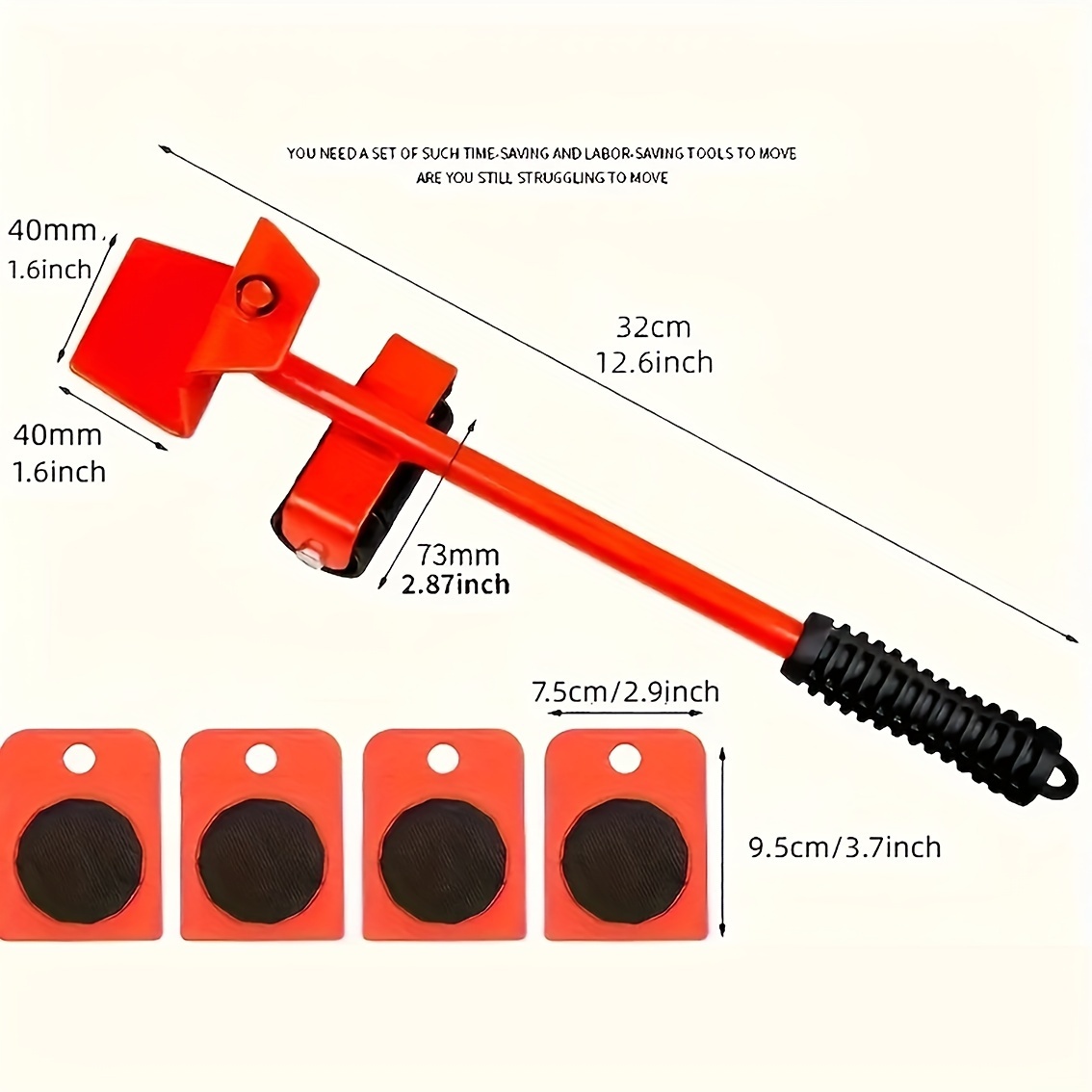 Juego De Deslizadores Para Muebles, 4 Unidades De Rodillos Para Electrodomésticos Con 4 Ruedas De PP Y Rotación De 360°, Tapas Antideslizantes Y Almohadillas De Aumento, Capacidad De 250 Libras, Juego De Herramientas Para Levantar Y Mover Muebles Pesados Para Talleres. detalles 2