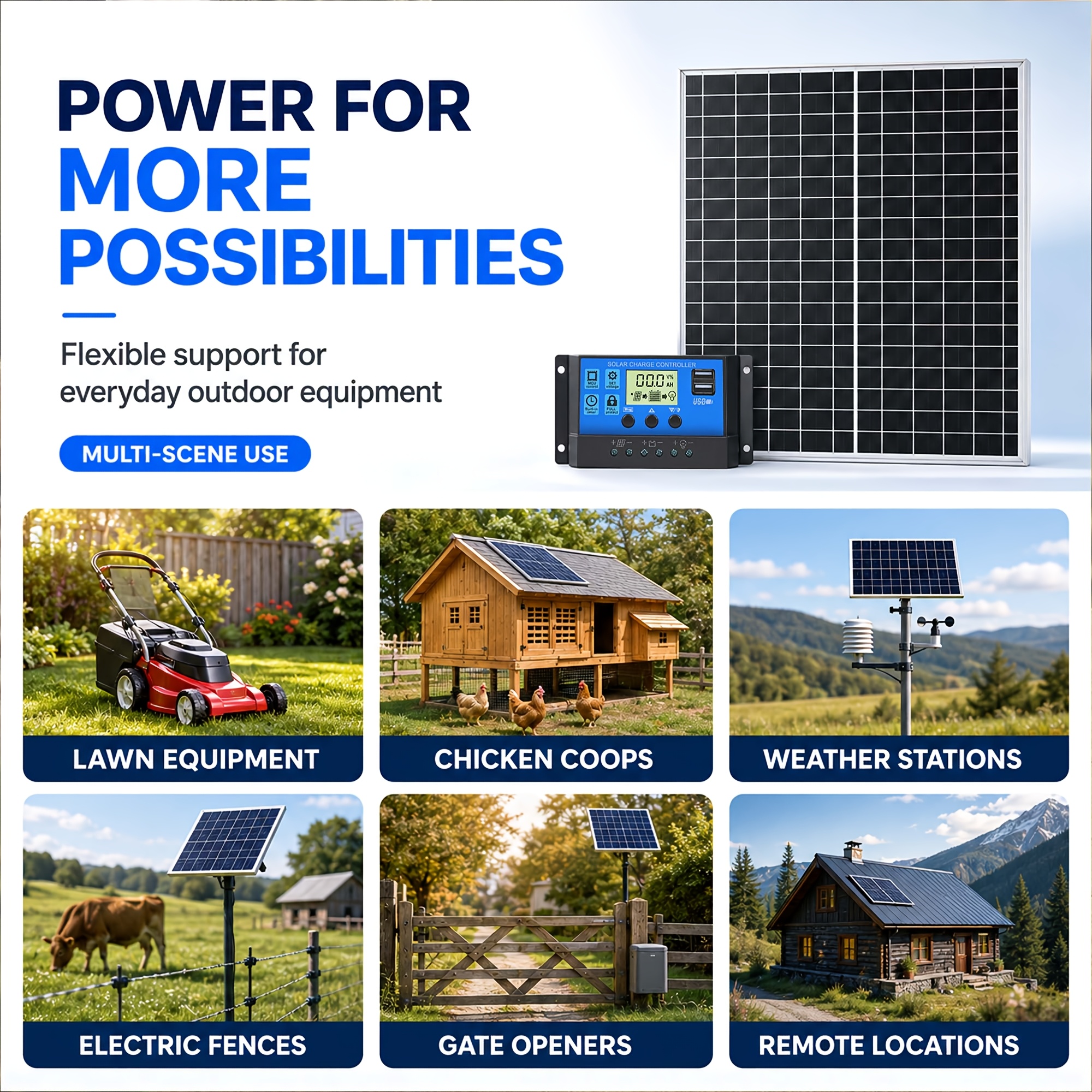 1pc Portable Solar Panel, 12V Photovoltaic Solar Panel, Solar Power Supply System Kit, Household Photovoltaic Power Generation System. Suitable for Universal Charging, Powering Mobile Phones, RVs, Street Lighting, Pet Shelters. Durable Outdoor Solar
