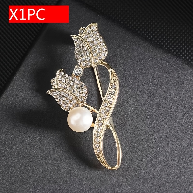 TEMU Stylish Tulip-shaped Brooches, An Ideal Embellishment For Women&;s Outfits, Christmas Gift