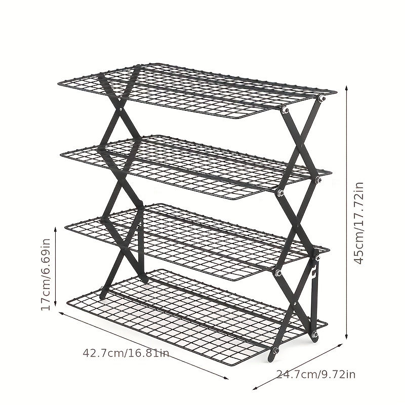 TEMU 4 -tier Foldable Cooling Rack For Baking - Perfect For , | Durable Metal, Food-safe | Ideal For Drying & Baking | Kitchen Must-have Tool