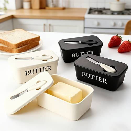 a stylish butter dish set with a lid baking or as a gift its airtight design stops is safe for and features an easy to this butter keeper is suitable for home use weddings camping