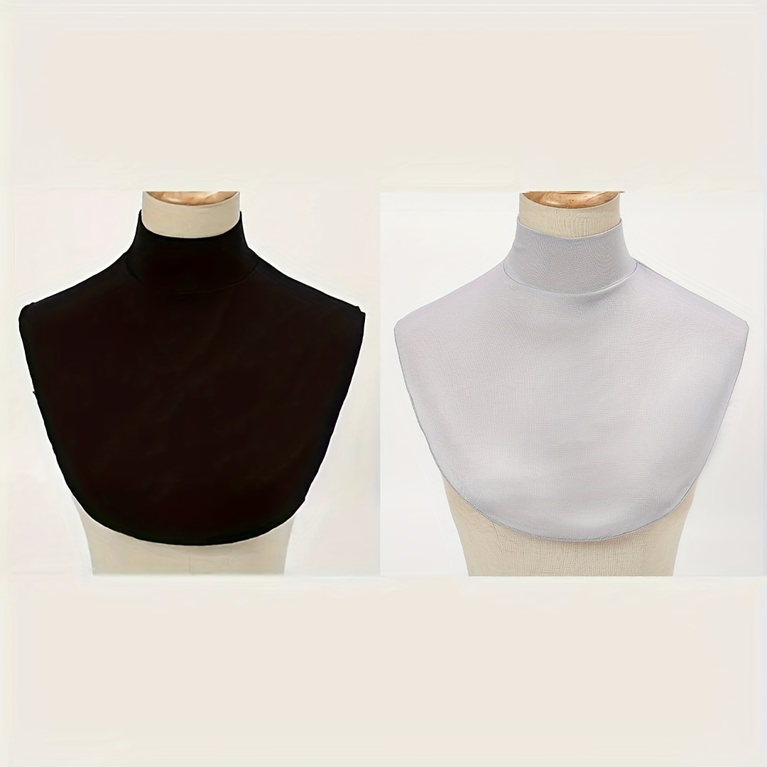2pcs set solid color turtleneck fake collars stylish soft warm dickey collars autumn winter inside coldproof cotton false collars