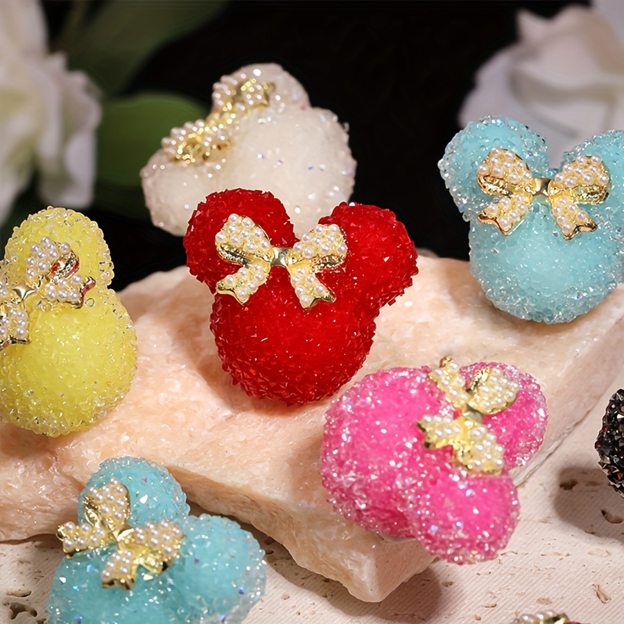 

5pcs Cute Bow Decor Soft Sugar Drill Ball Beaded Diy Jewelry Accessories Beads Loose Beads For Jewelry Making