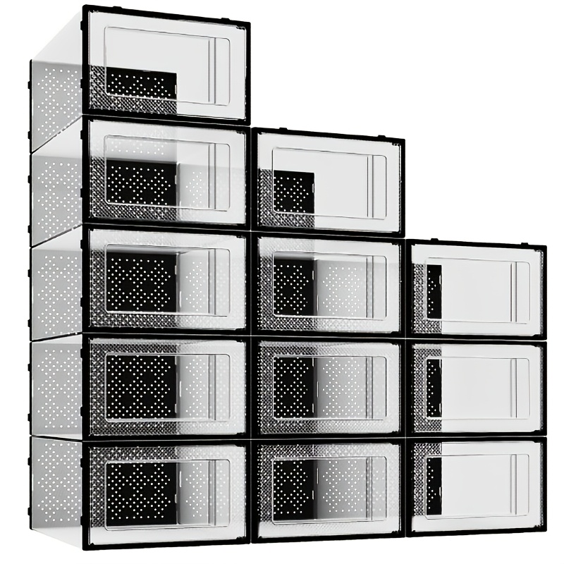 E-shop 12er-Set, transparente mit seitlichem Öffnungsmechanismus, Schuhaufbewahrungsbox mit großem Fassungsvermögen, Schuhschrank/Schuhaufbewahrungsbox
