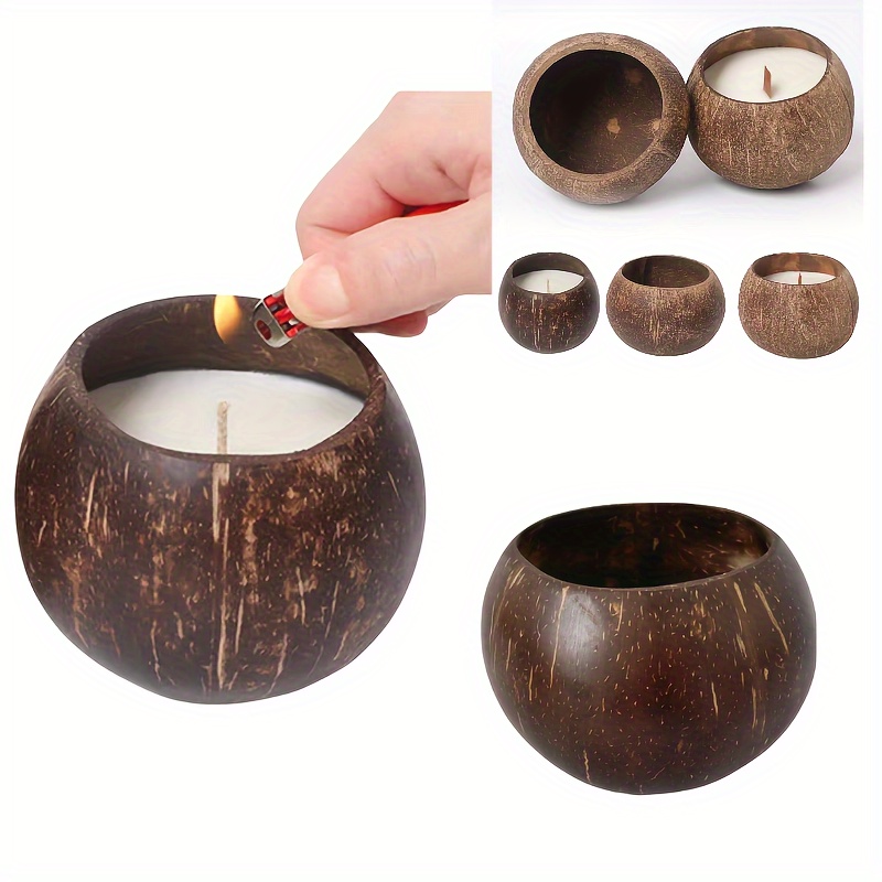 

Coconut Shell Candle Holder - Creative Decorative Storage Bowl For Crafts & Supplies, Coconut Shell Ornament