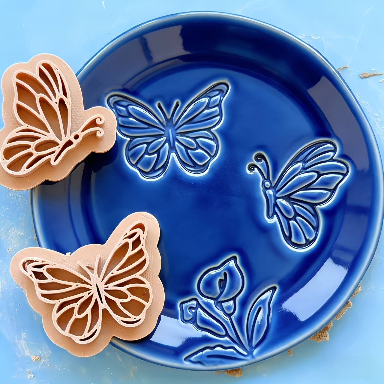 Image of 2pcs Clay Stamps Suitable For Ceramics, Plastic Diy Craft With Clear -shaped Embossing Stamps For Clay Slab, Pottery, Coasters - Suitable For Beginners, Plates, Cups, Mugs Decoration