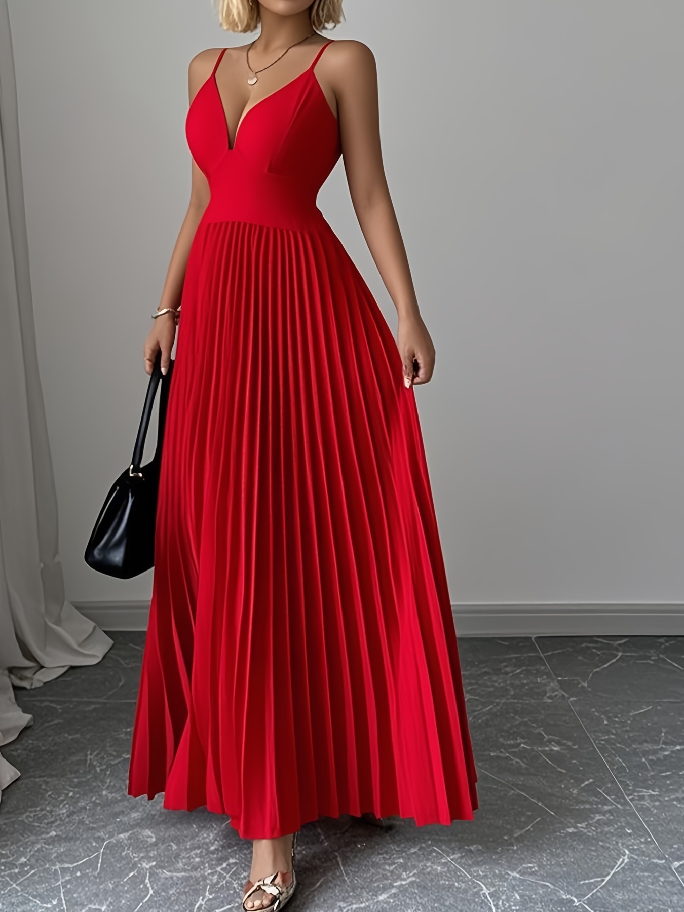 dresses red long sold on Temu United States