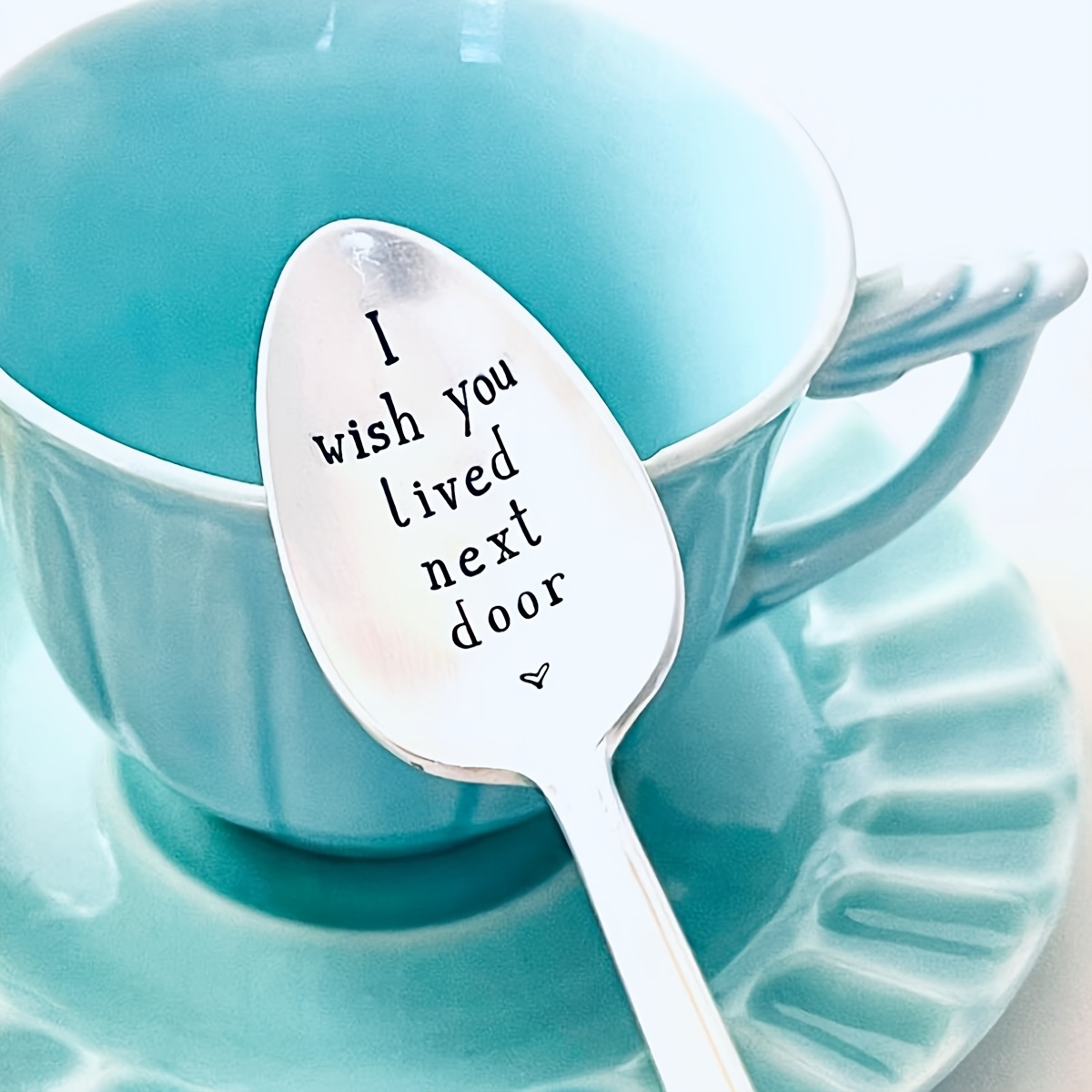 TEMU Durable Stainless Steel Letter Spoon, Engraved Kitchen Spoon, Metal Spoon For Soup And Coffee