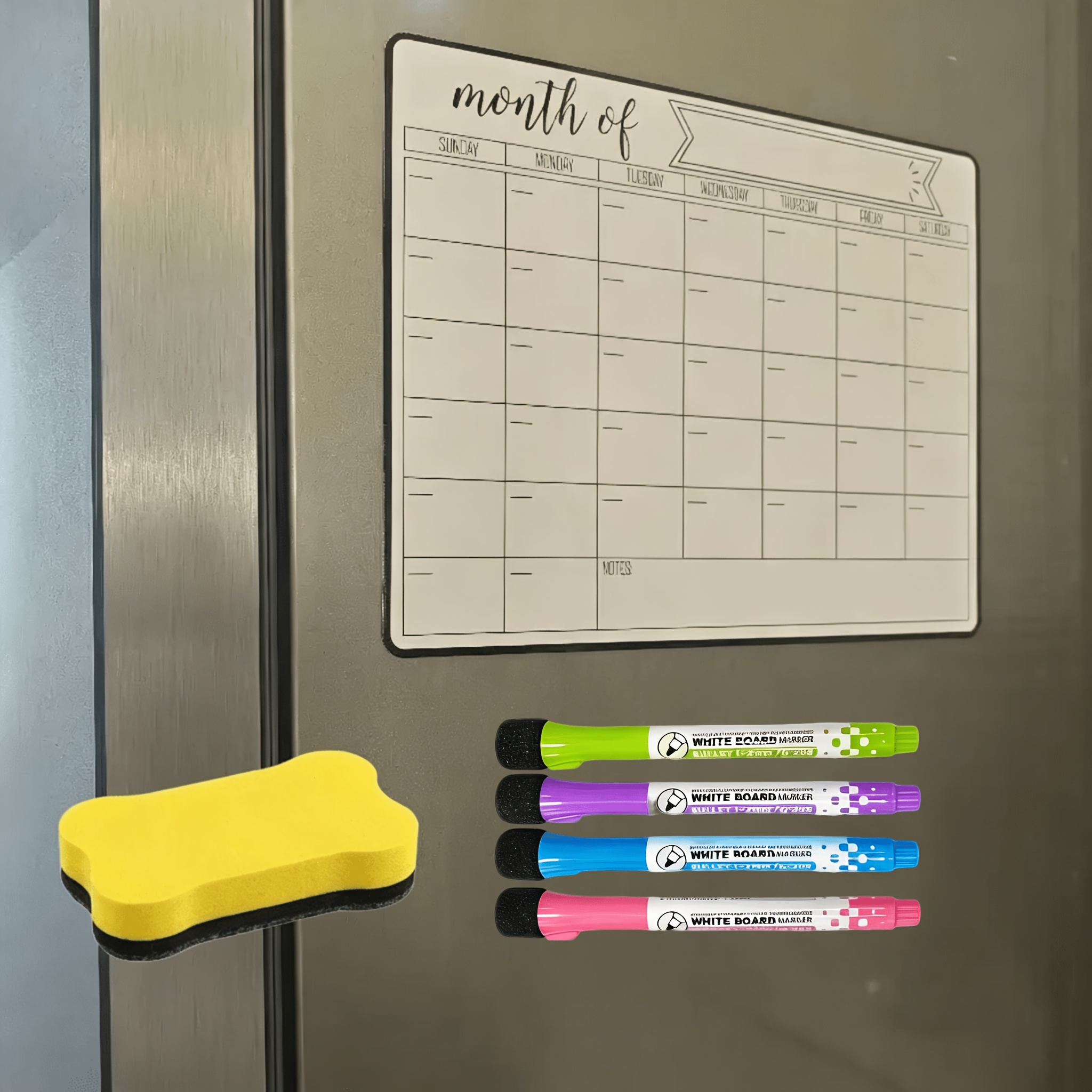 TEMU A Set Of Magnetic Fridge Calendars And Whiteboard Markers, Stuck On Surface, Monthly/weekly Planning Writing Area, Reusable With Magnetic