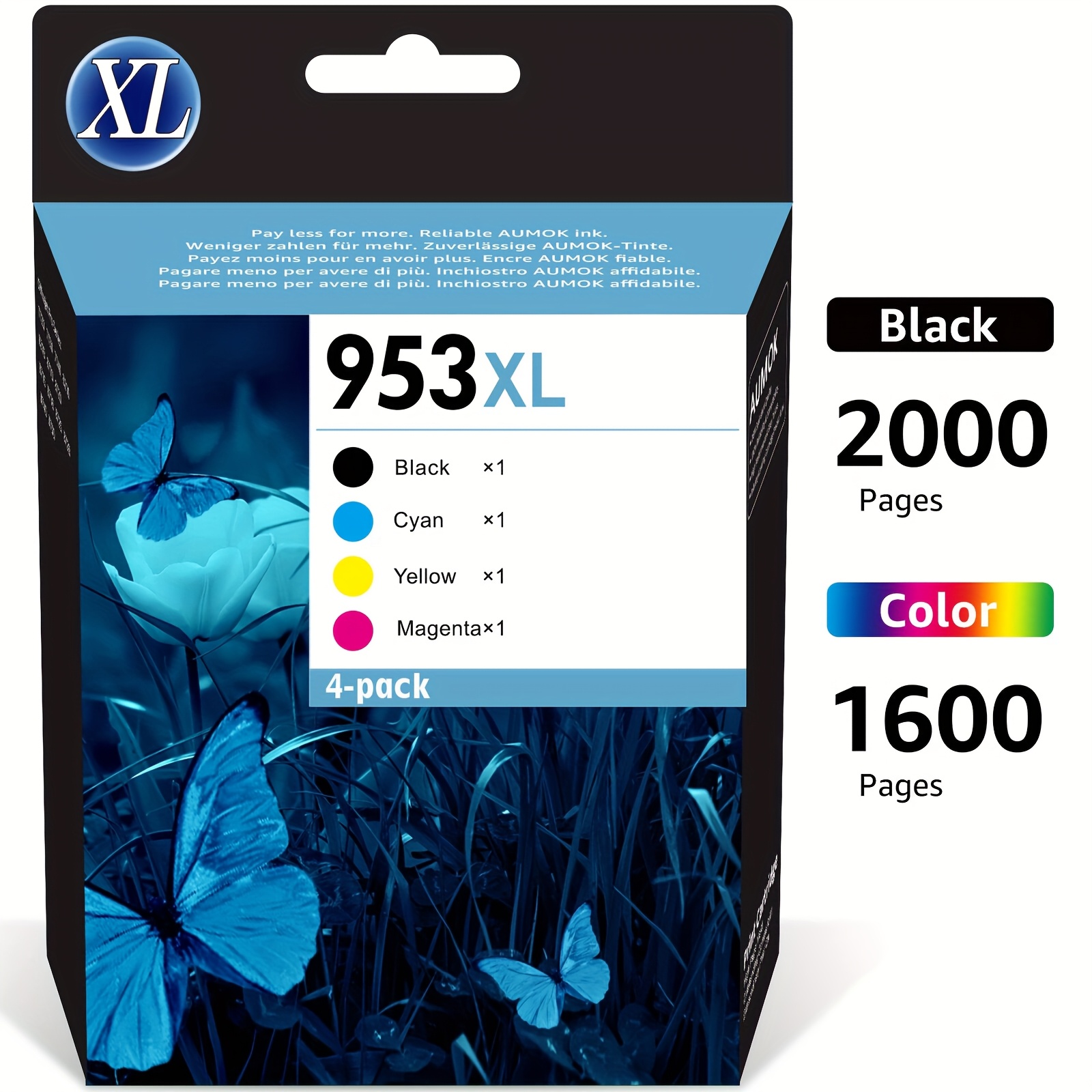 Image of 953xl Printer Cartridges Compatible For 953 Xl Multipack 953xl Printer Cartridges For Pro 7720 7740 8710 8715 8740 8720 8718 7730 8728 8719 8730 Printers (4-pack)