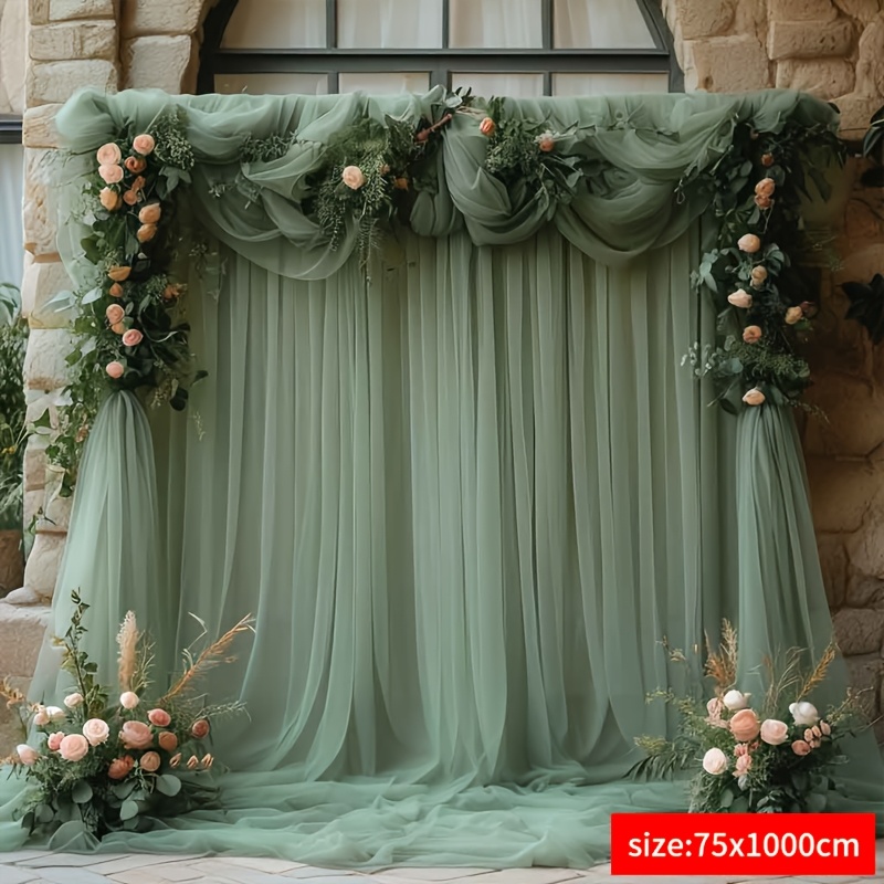 TEMU 1pc, Sage Green Decorative Sheer Fabric, Soft And Tear-resistant, Easy To Cut, Lightweight, Breathable, And Wrinkle-resistant. Suitable For Diy