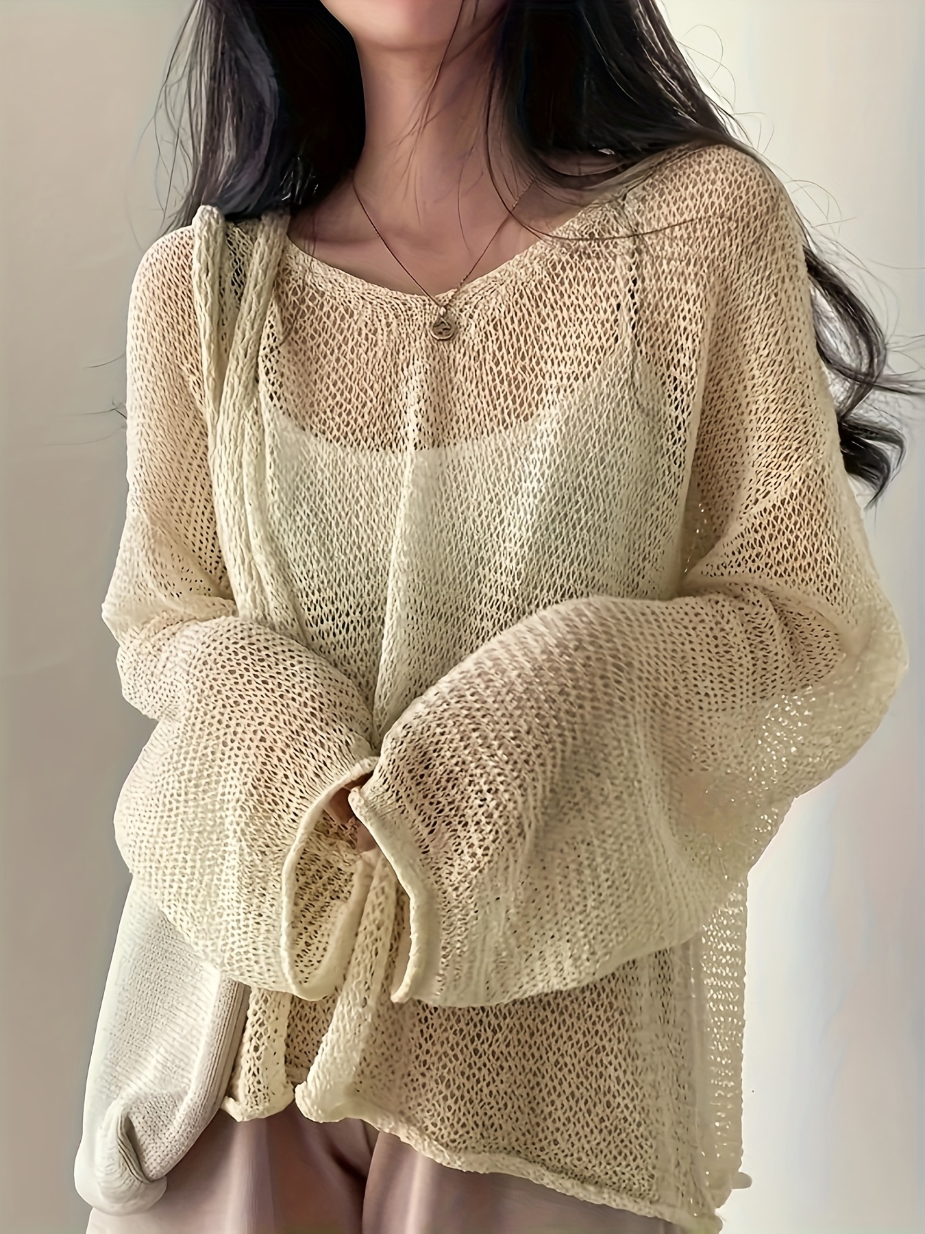 sulvam 22ss YARN LONG SLEEVE KNIT knit top sold on Temu