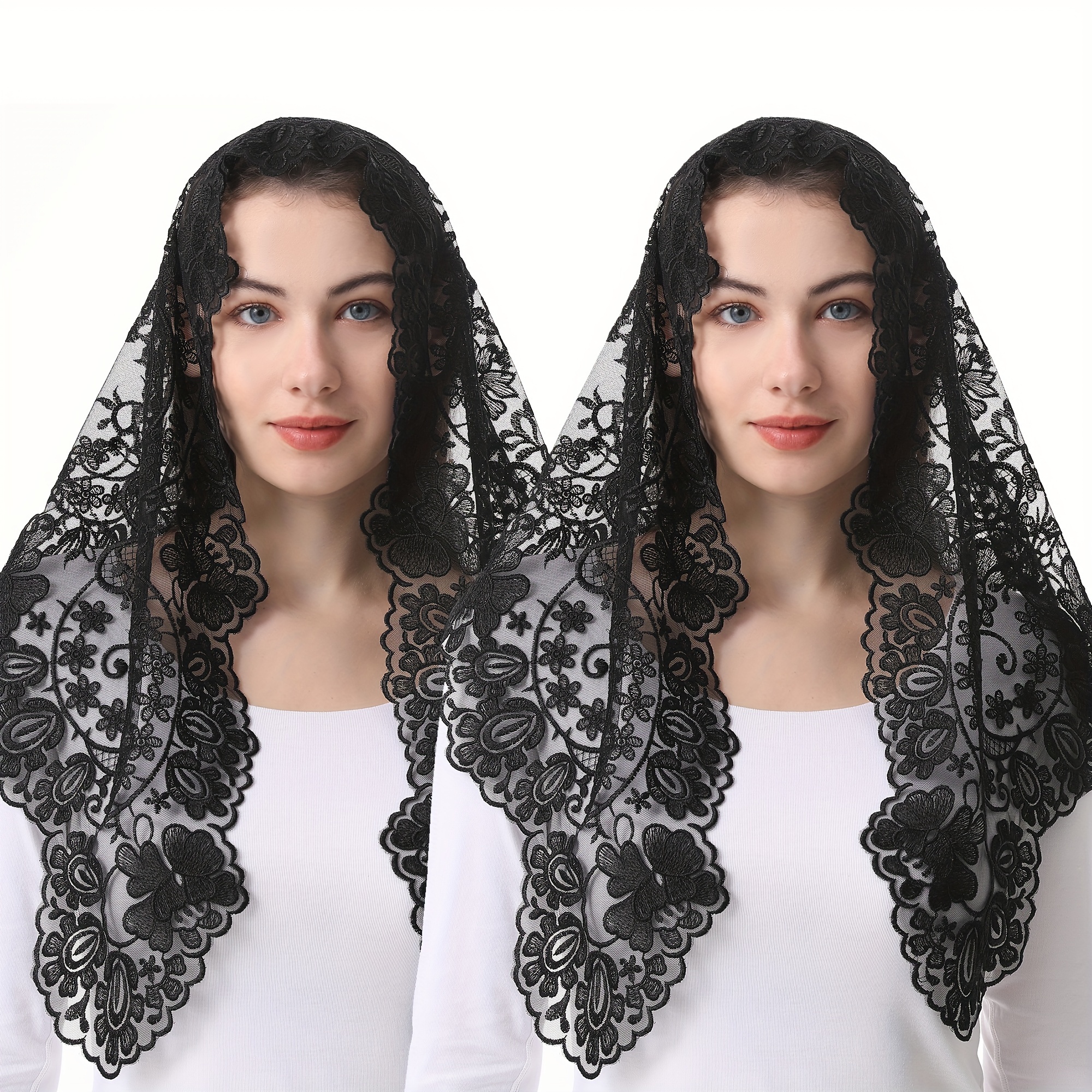 

Chapel Orthodox Head Coverings Mass Veils For Funeral Soft Lace Mantilla Iglesia Velos With Gift Box 2 Pack