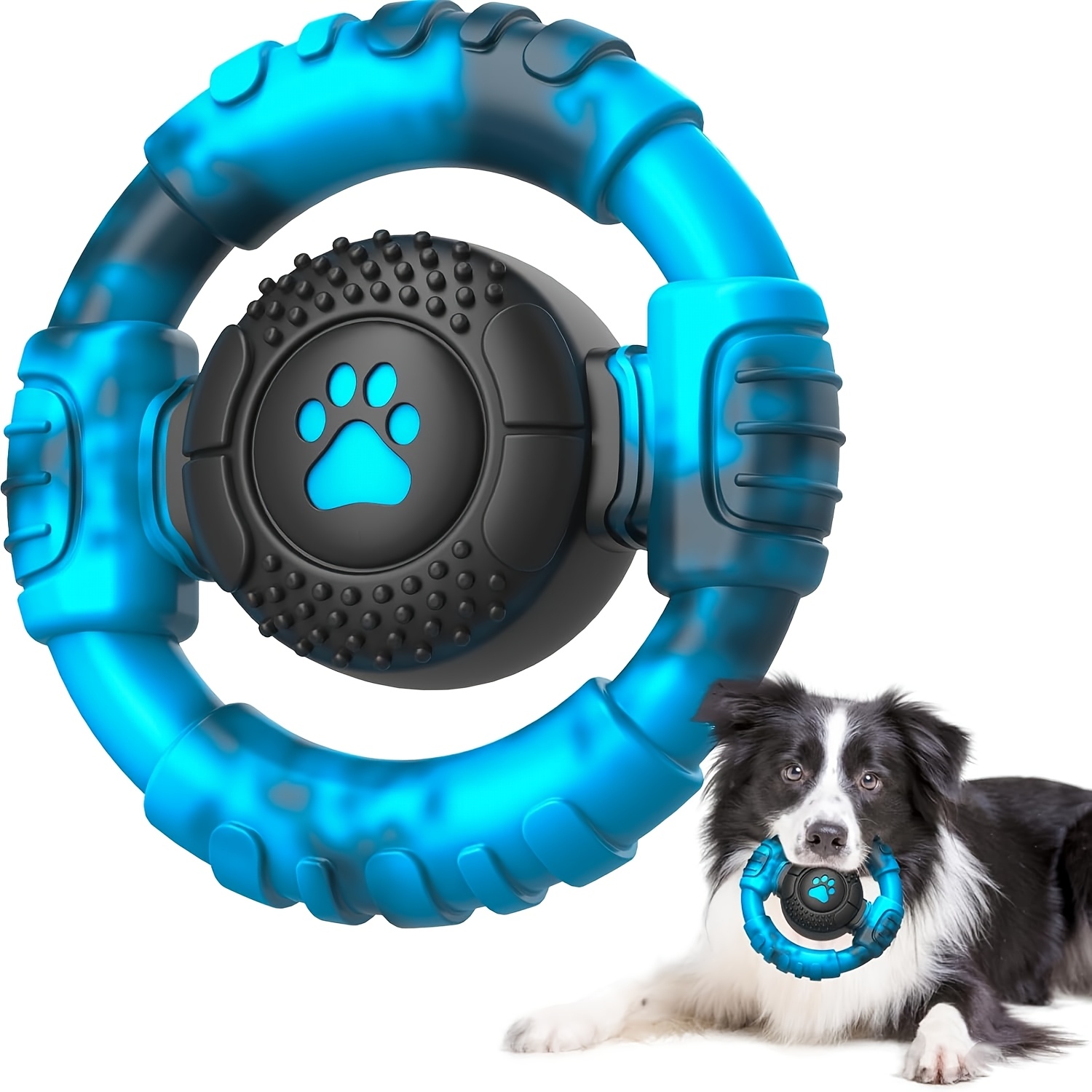 Indestructible Heavy-duty Steering Wheel Dog Chew Toy Suitable For Large Aggressive Chewers, Wheel For Bulldogs & Mastiff Puppies, Tough Chewer Toy For Teeth Cleaning, Breed Sizes (red/orange)