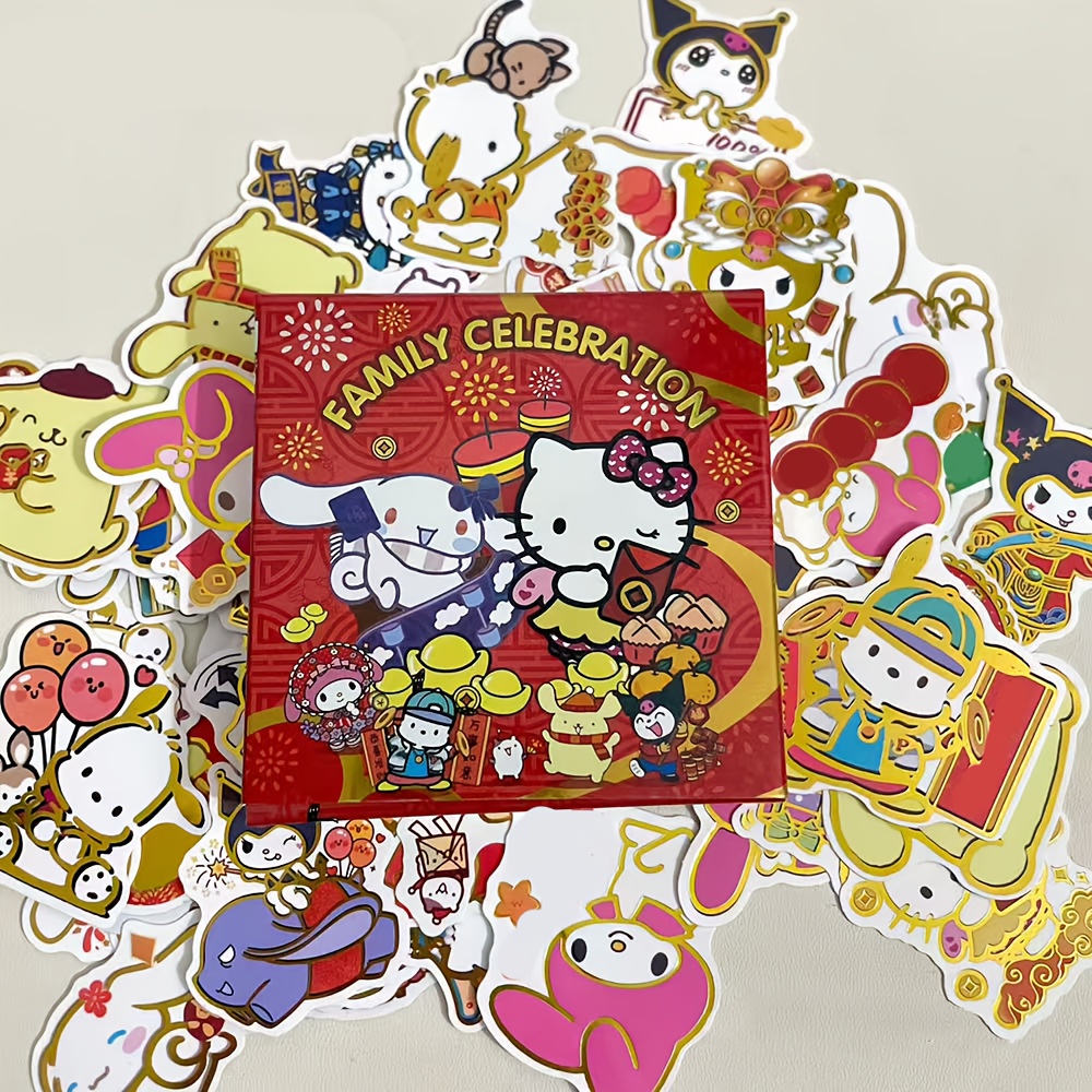 

authorized Sanrio" 63pcs New Year Stickers, Creative "for Hello Kitty" And "for Kuromi", Gift Box Packaging, Items For Home Office, For Travel, New Year Gift