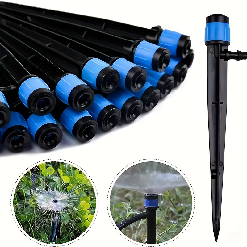 

50pcs/100pcs, Drip Emitters Fan Shape With Stake Water Flow Adjustable For1/4 Inch Lrrigation Tube Hose, 360 Degree Sprayer Perfect For Lrrigationsystem Watering Kits For Garden Patio Lawn Flower Bed