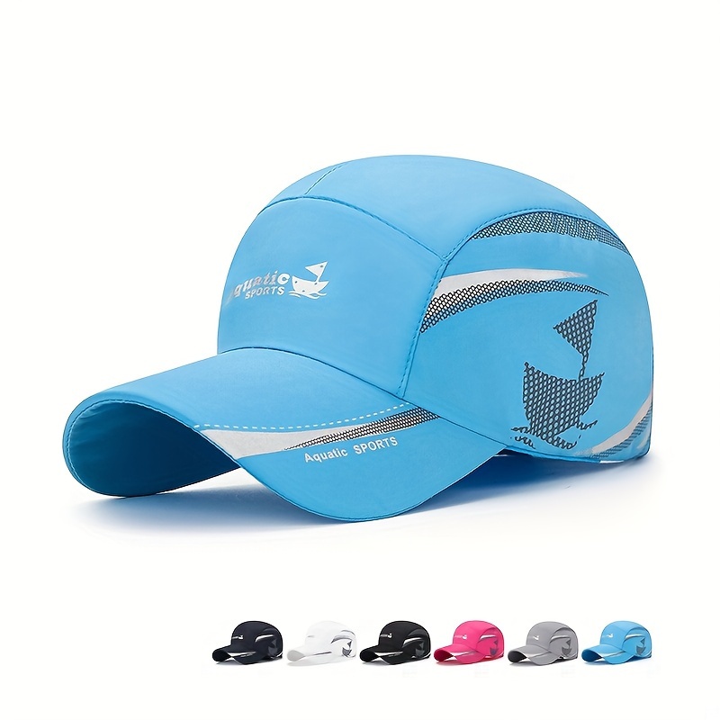 

Lightweight Breathable Sun Protection Hat For - Quick-dry, Outdoor Fishing & Baseball Cap With Boat Print