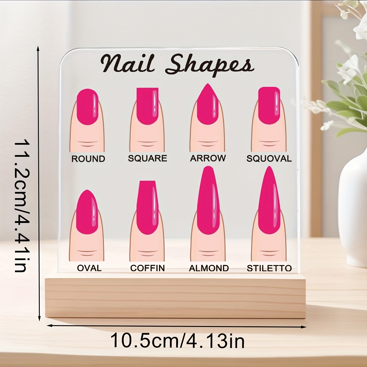 Nailfie Photo Prop - Press-on Nails Show Board - Hot Pink Nail Shapes Display Board - Transparent Acrylic Nails Art Prop - 1pc Nail Shop Decoration - Desktop Nail Art Works - Nails Salon Decor Accessory Gift for Manicurist