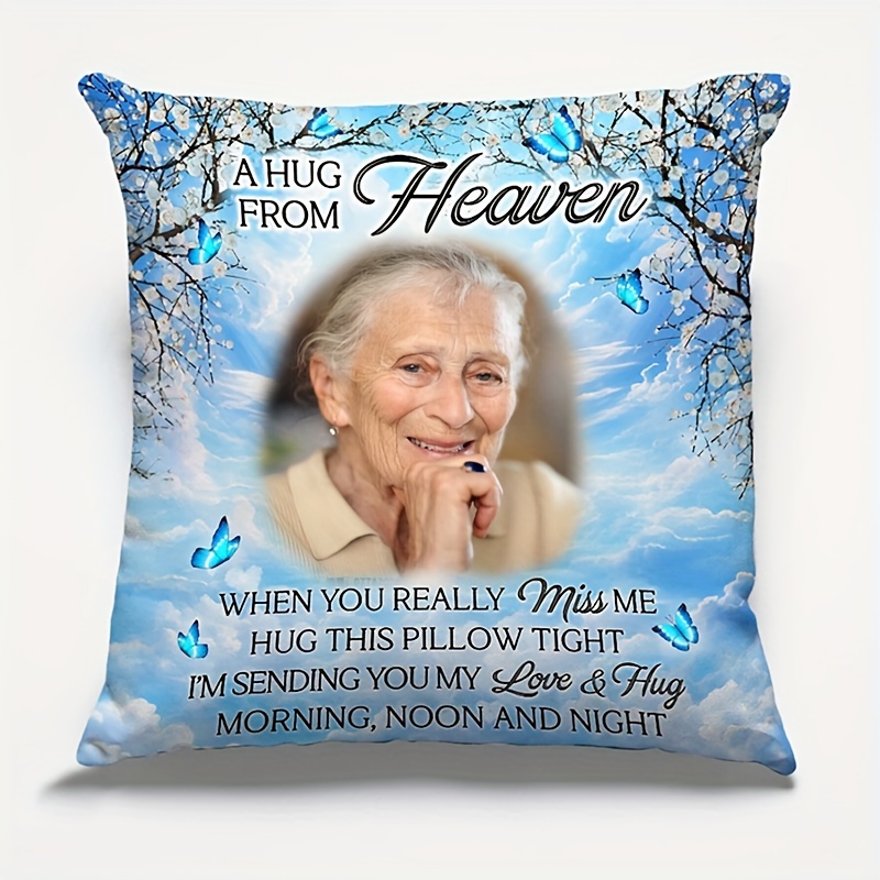 

1pc, Custom Short Sided Printed Pillow 18x18 Inch, Custom Photos , Memorial Personalized Custom Pillows, Tribute Gifts For Families, Cushion Is Not Lncluded