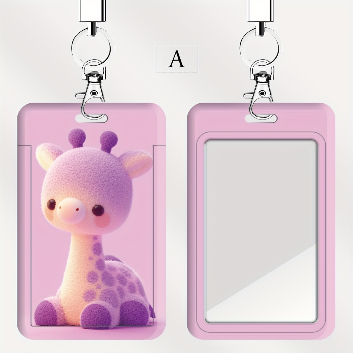 TEMU Plastic Card Holder With Rope, Jit Plush Giraffe Series, Id Badge Case For Doctor, Nurse, Bus Card, Student Id, Office Supplies, Durable ,