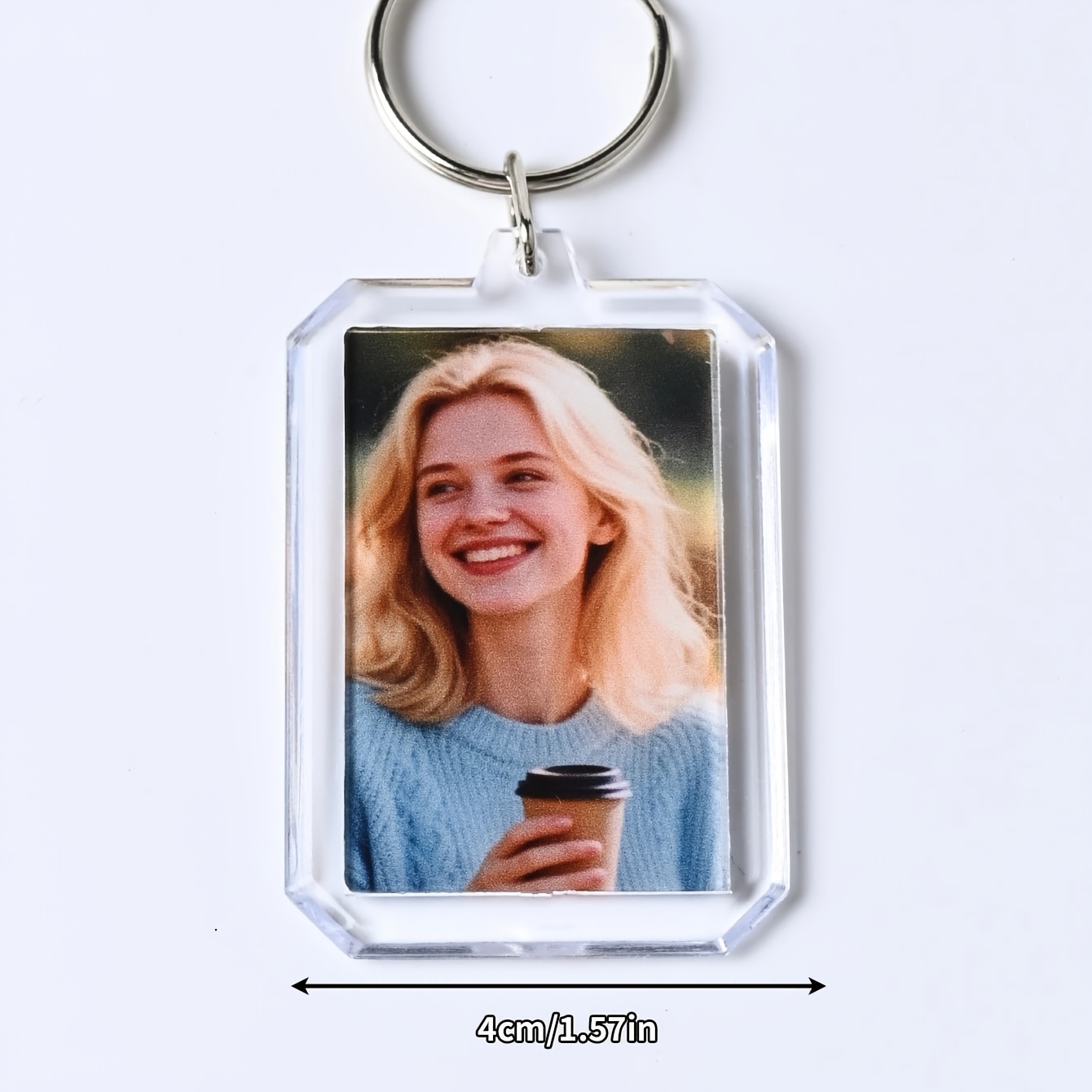 TEMU 1pc Custom Photo Acrylic Keychain Bag Charm, Personalized Acrylic Keychain, Custom Couple Keychain, Photo Key Ring, Valentine's Day Gift,