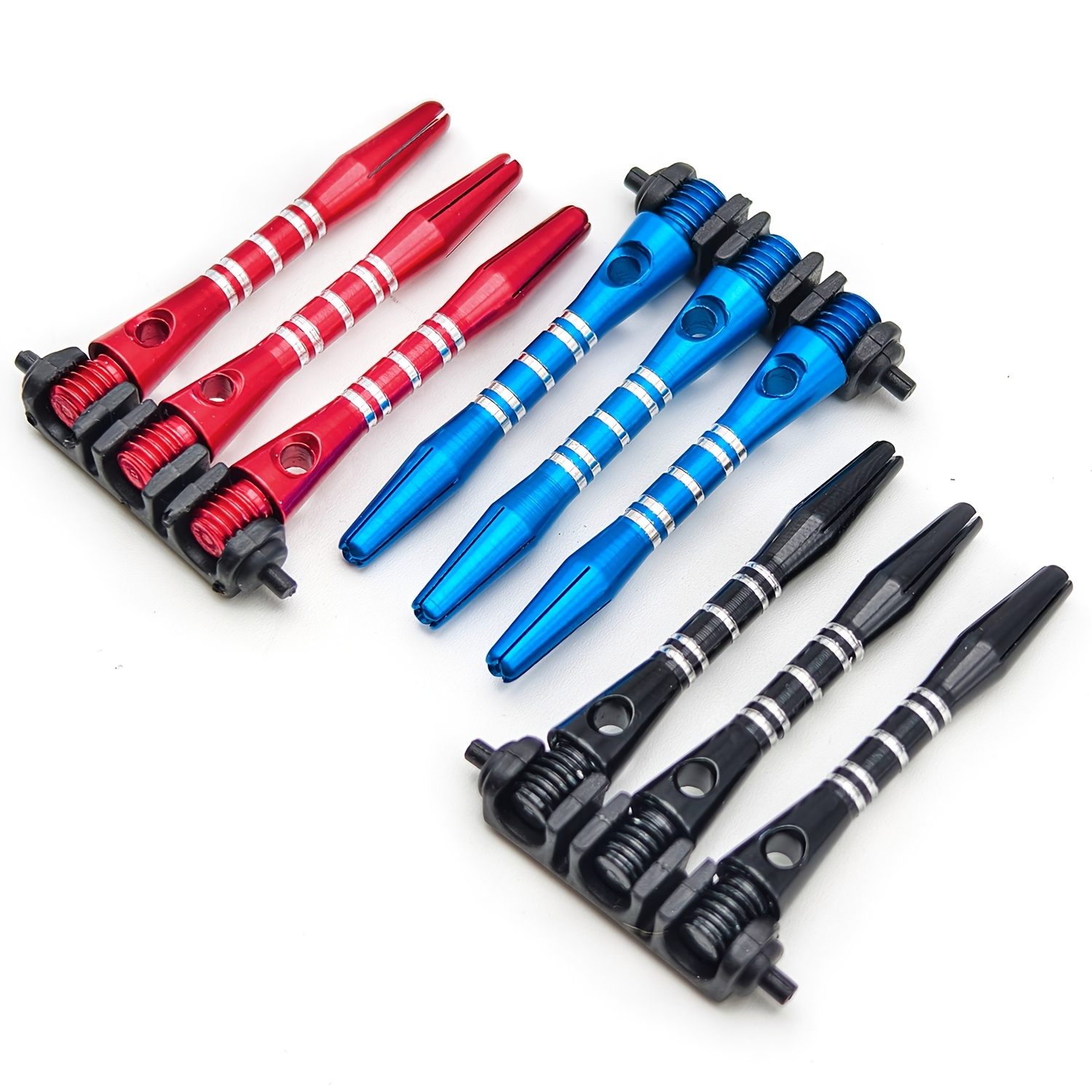 9pcs Colored Carved Aluminum 2BA Dart Shafts