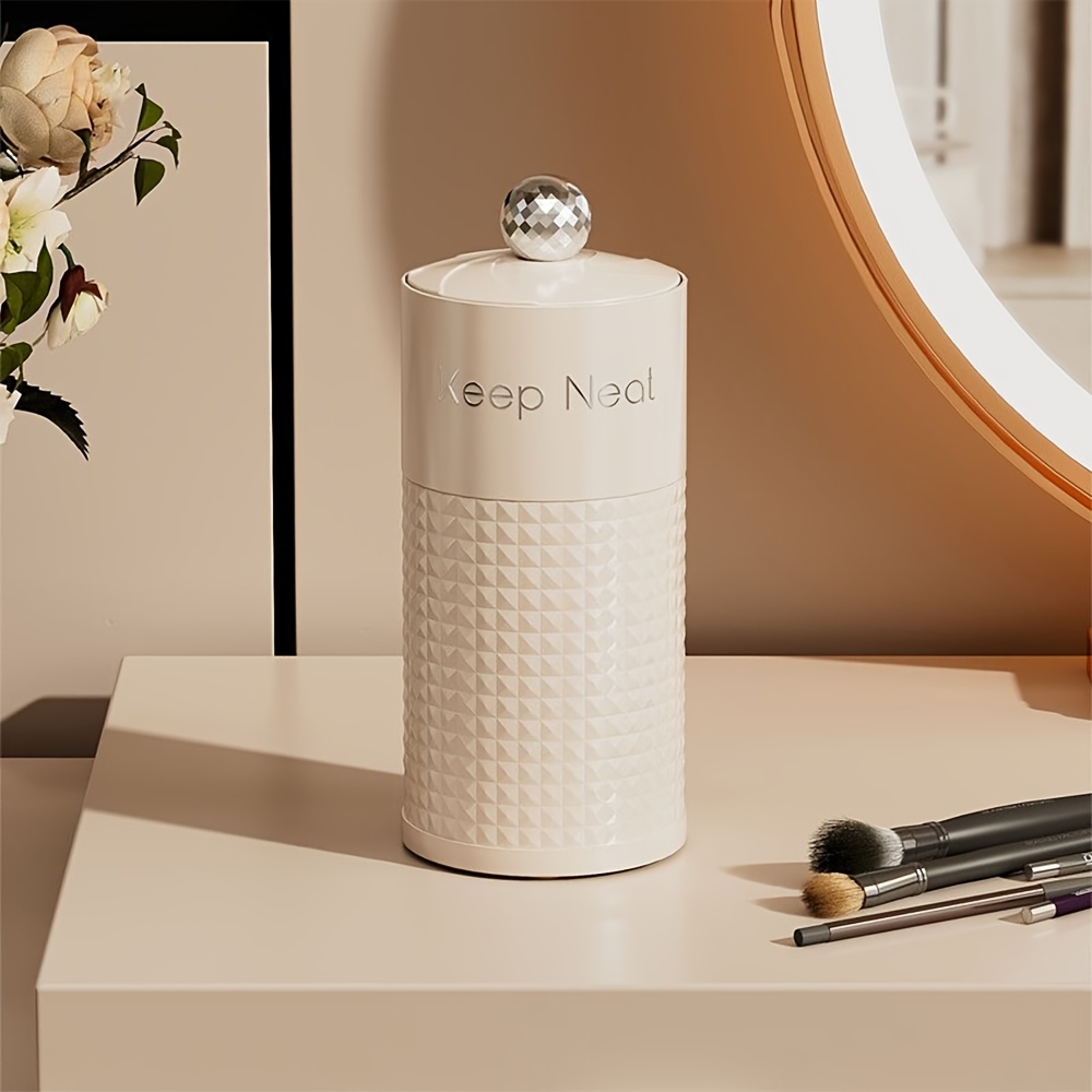 1pc automatic   up cosmetic organizer with dust proof lid durable plastic makeup brush holder for vanity bathroom countertop black white brush storage tubes no power needed makeup vanity desk   sturdy construction beauty enthusiasts   easy to   organizers Product details 4