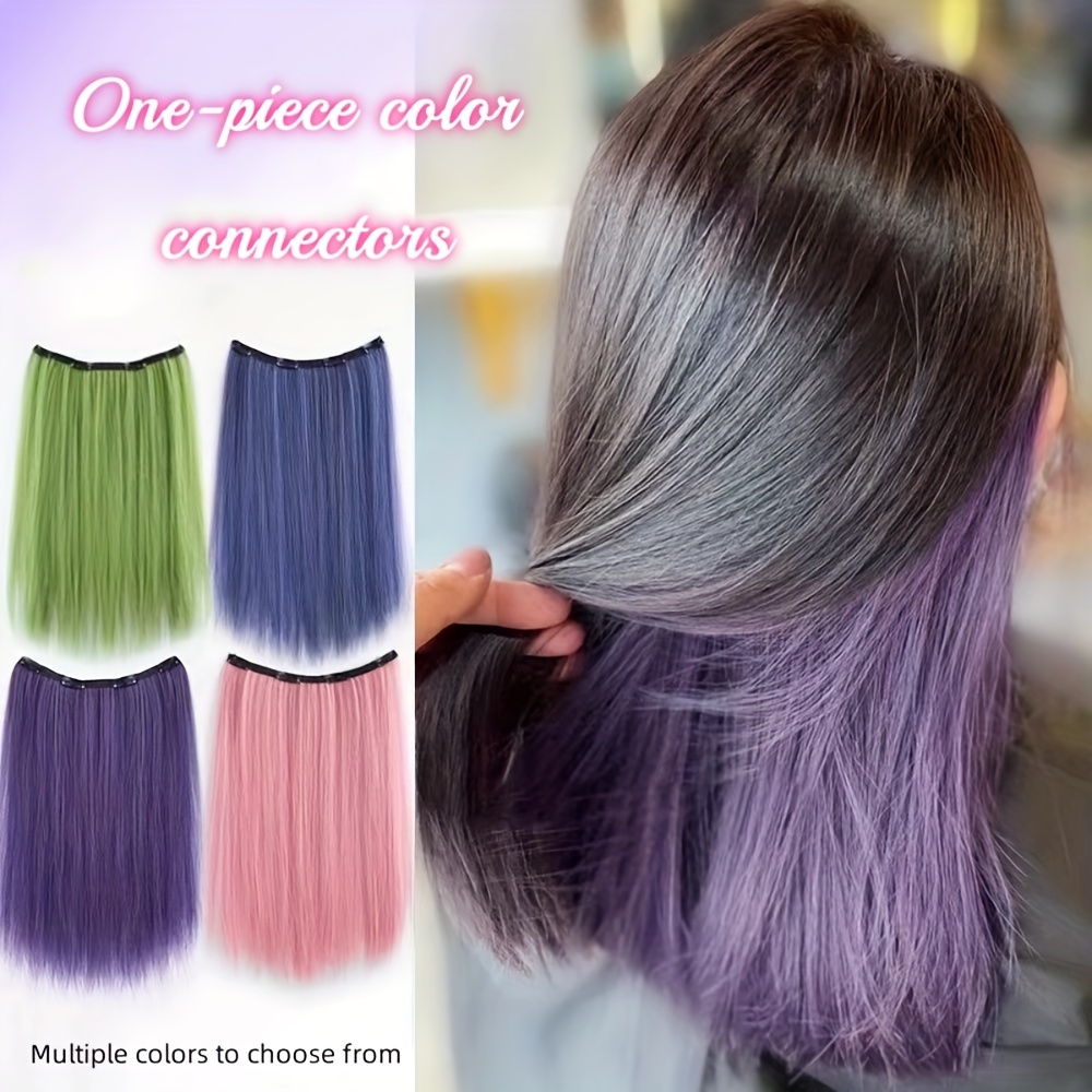 

20-inch Long Straight Clip-in Hair Extensions For Women - Vibrant Colors, High-temperature Synthetic Fiber