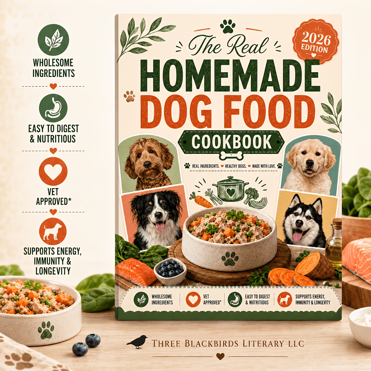 TEMU Pet Owner Must Have Homemade Dog Food Cookbook 2026 Edition Vet Approved Wholesome Ingredients Nutritious Dog Diet Recipes Support Immunity &