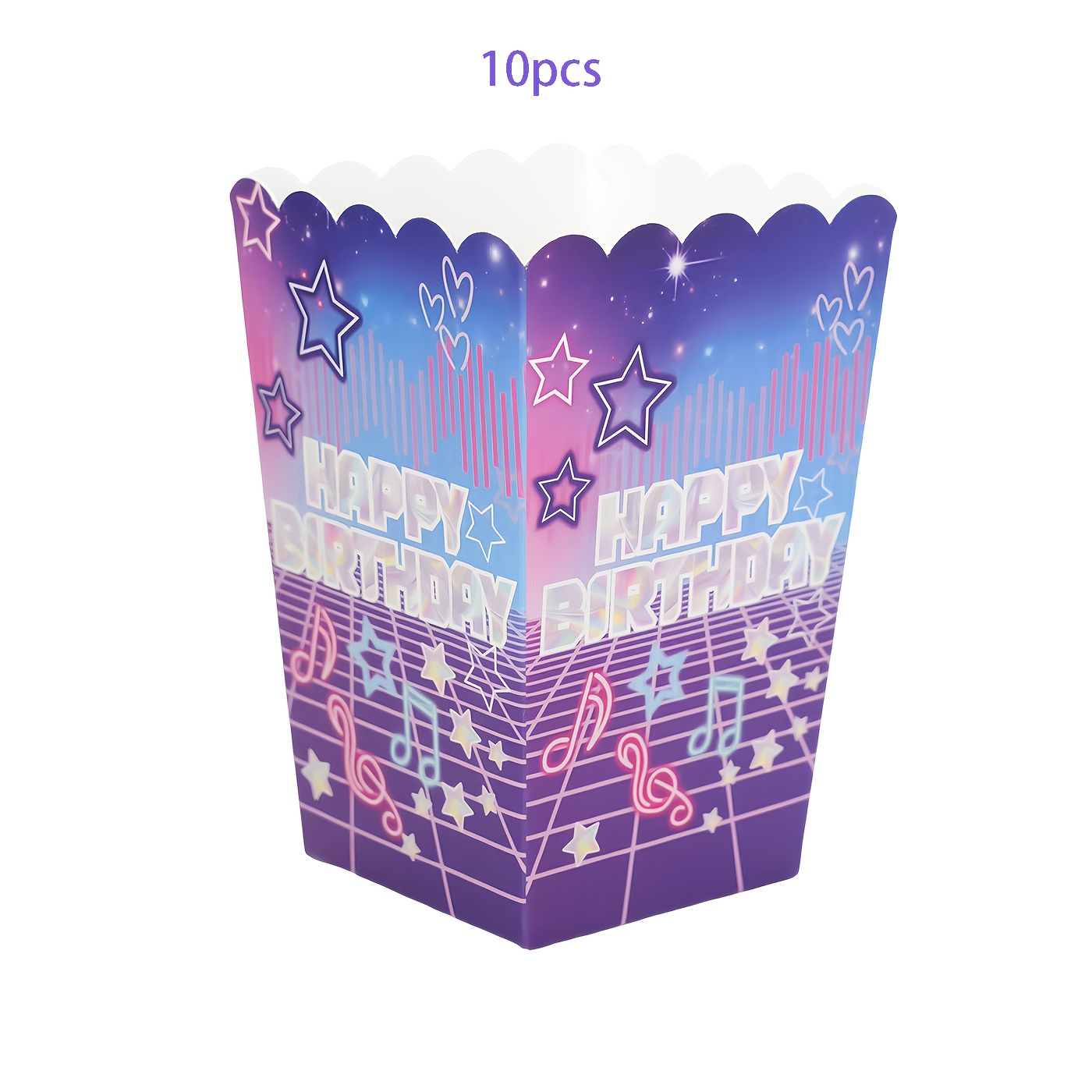 E-shop Geschenk für Sie/Ihn 10 Stk./30 Stk./50 Stk. Blau und Lila Kpop Thema Popcorn Boxen Star Happy Birthday Einweg Mini Papier Popcorn und