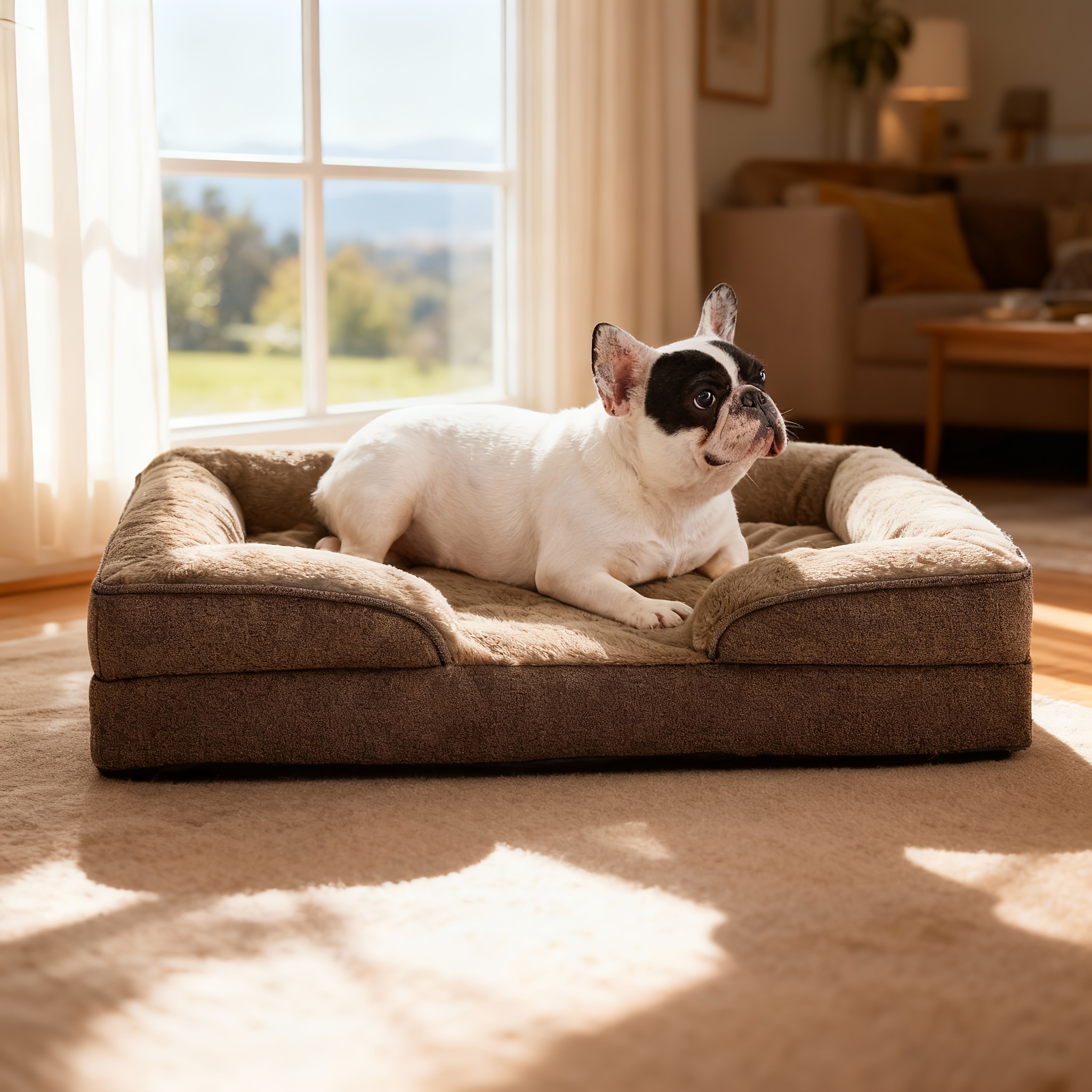 made4pet orthopedic dog bed supportive foam pet cushions with washable removable cover egg crate foam lining   grey for small to large dogs