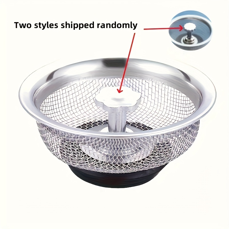 TEMU 1pc Stainless Random Kitchen Sink Filter - Mesh With Center Knob, Easy To Clean, Suitable For Bathroom, Toilet, And Washbasin Drains, Kitchen