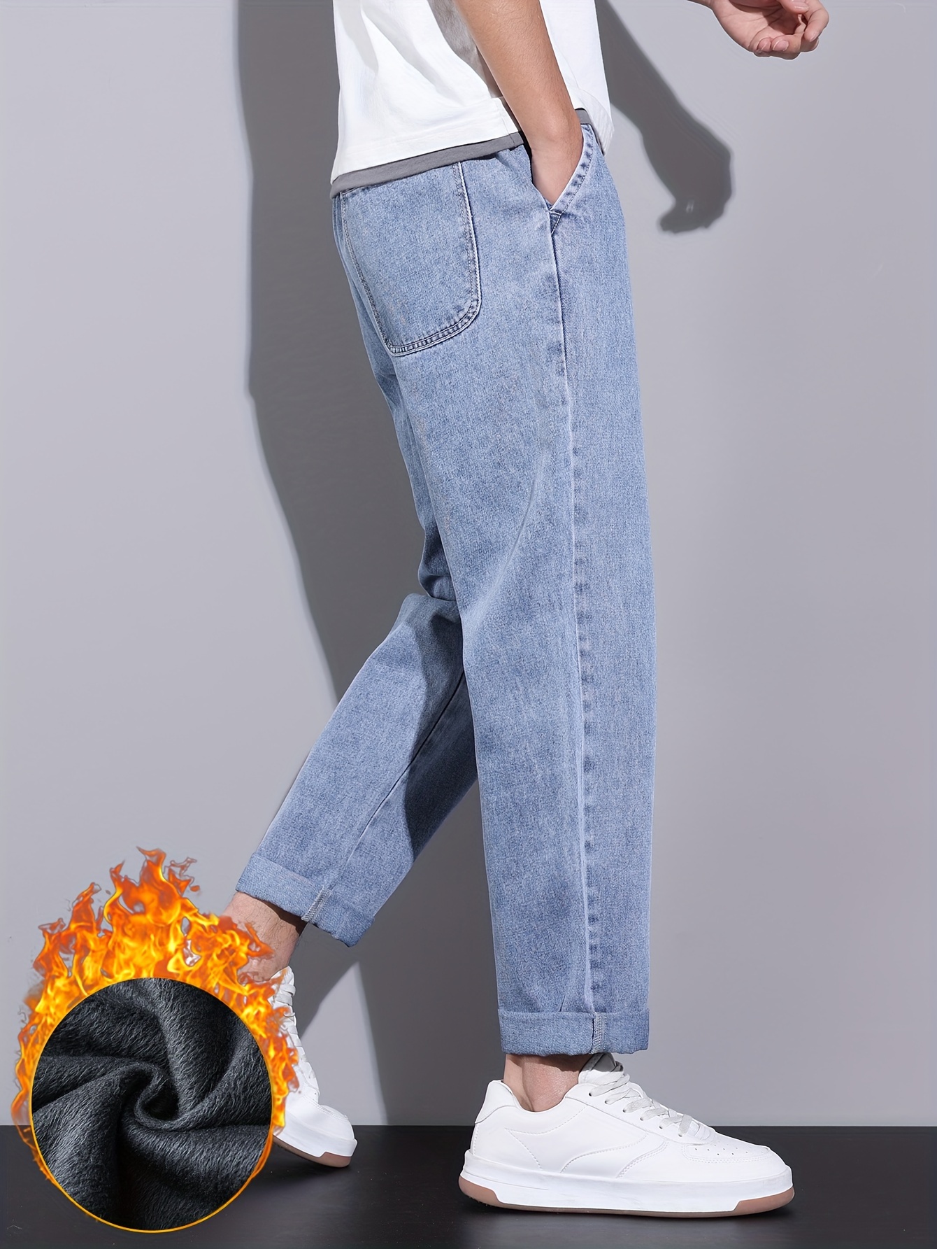 Pantalón Vaquero Vaquero Forro Polar Pantalones Vaqueros Forrados