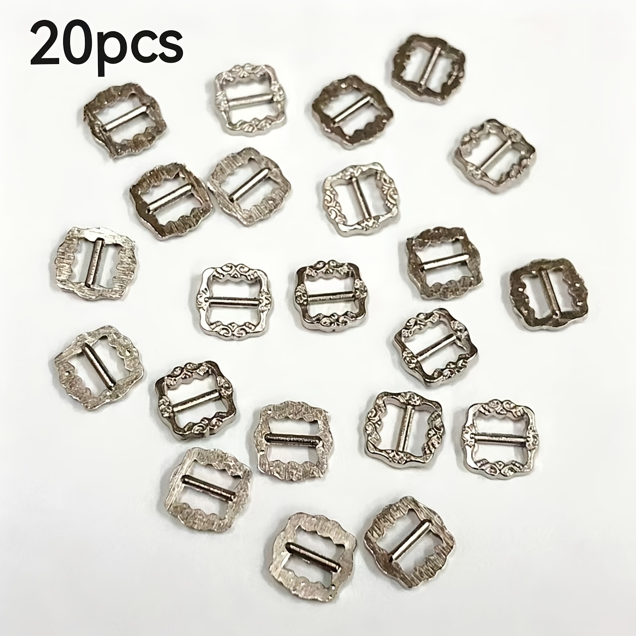 TEMU 20 piezas de nuevos estilos de mini hebillas ultra-pequeñas de 3.5 mm con patrones estilo japonés, mini hebillas de aleación para muñecas,