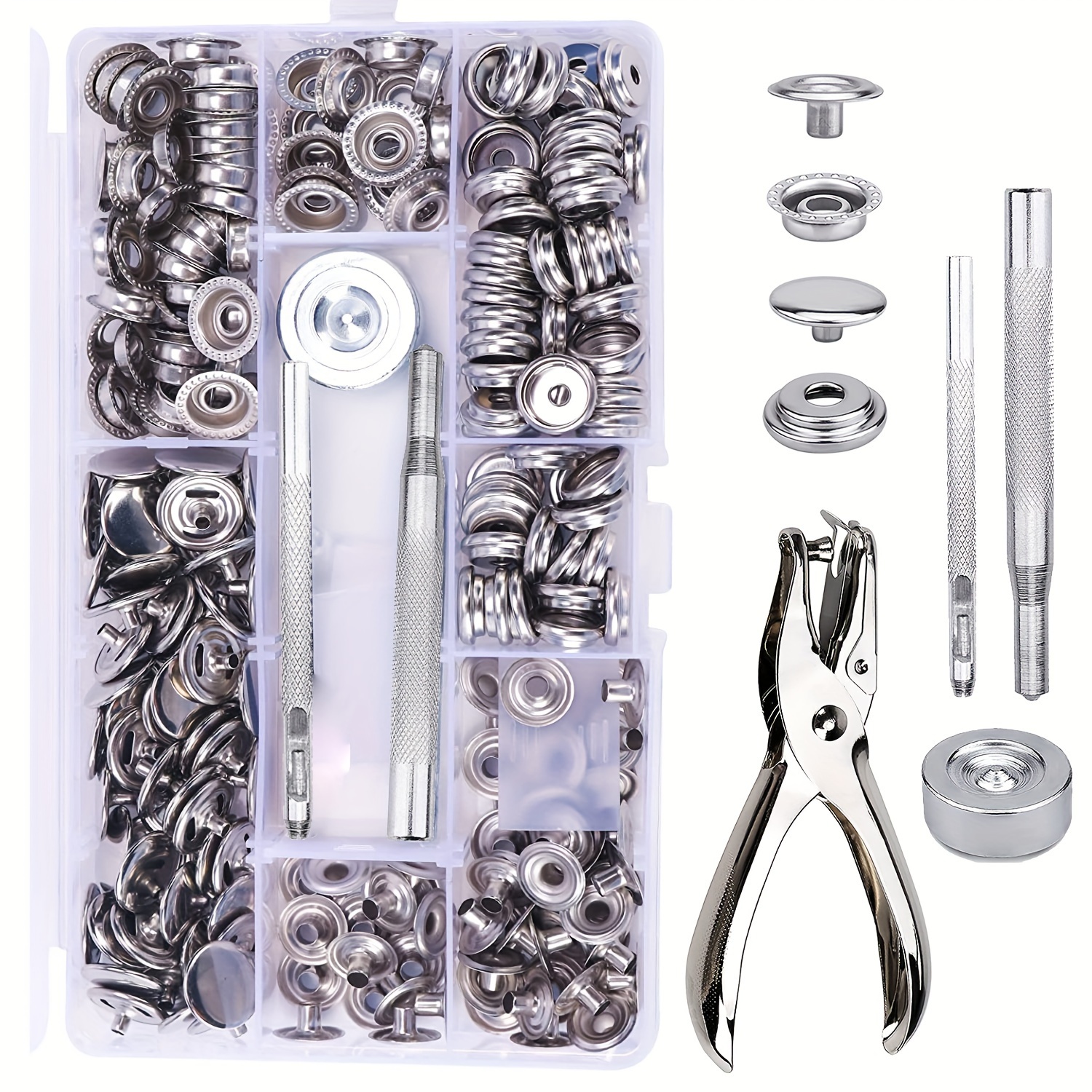 

50-pack Stainless Steel Snap Buttons Kit With Installation Tools, 15mm - Ideal For Diy Crafts On Canvas, Jeans, Jackets & More Soiiw Fabric Button Maker Kit Handmade