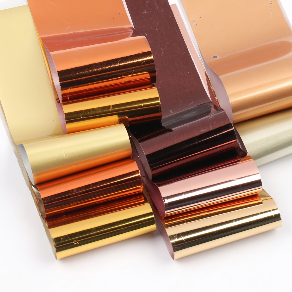 TEMU Lot de 10 autocollants de transfert à paillettes pour ongles, série dorée , papier étoilé or rose et champagne doré, 20x4cm, feuilles de