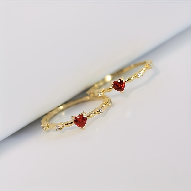Red Heart Synthetic Gemstone Engagement Ring
