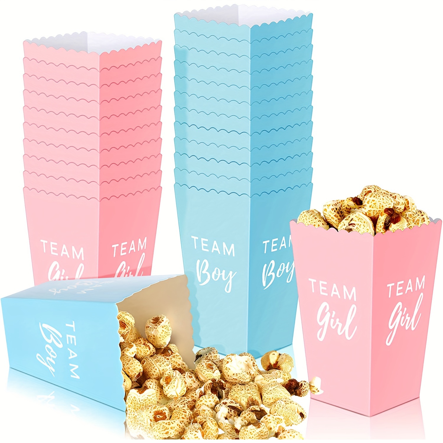 

10pcs/set, Gender Reveal Popcorn Boxes, Candy Packaging Boxes In Pink And Blue For Team Girl And Team Boy, Suitable For Baby Shower Gifts