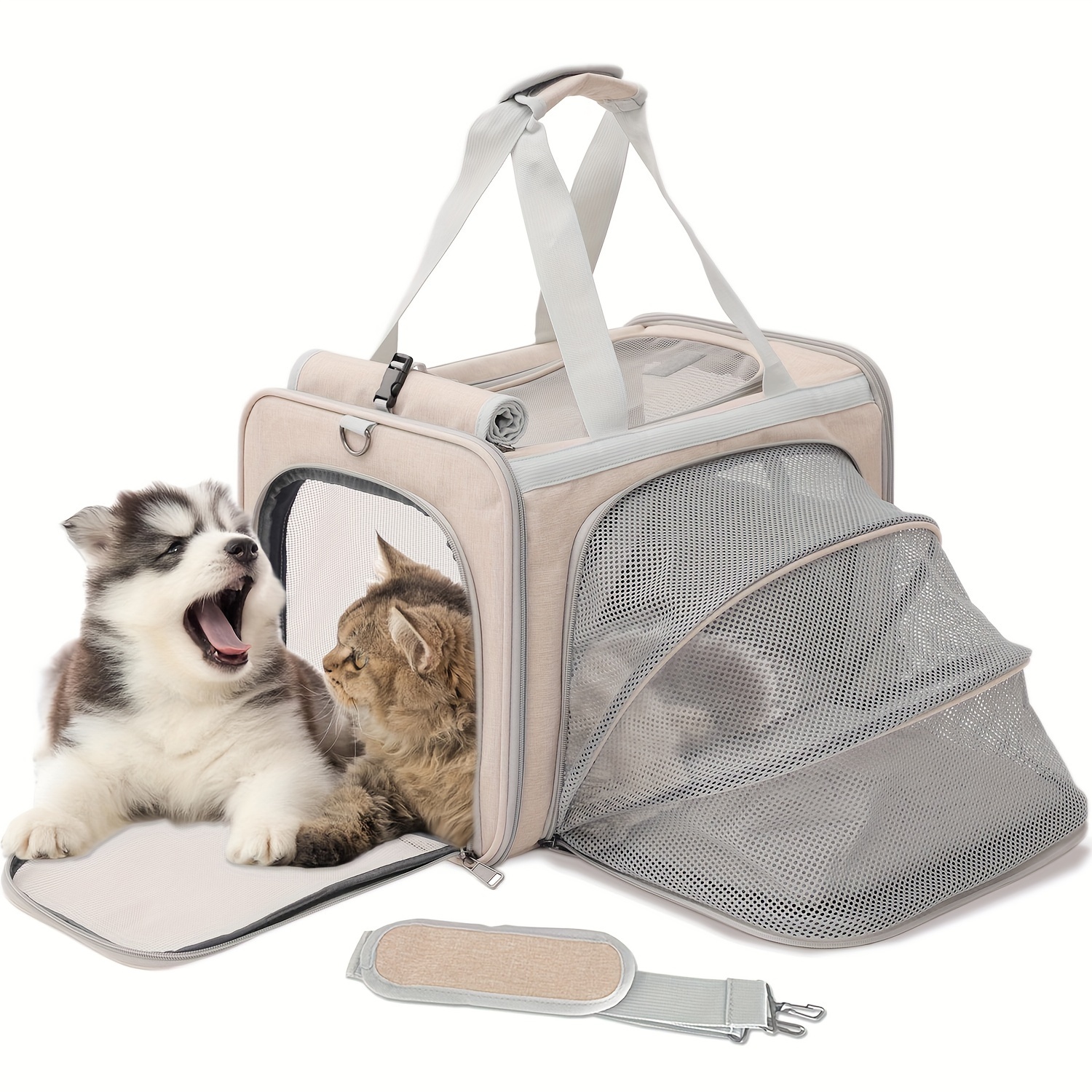 

Small Dog Bag Cat Carrier Khaki Bunny Sturdy Transport Style Soft Sided Travel Handbag For Large Cats Airline Approved