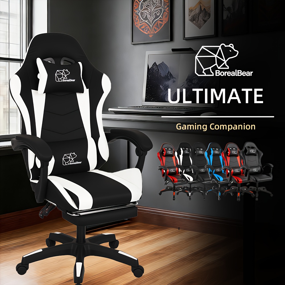 TEMU Gaming Chair, Ergonomic High Back Reclining Pu Leather Computer Chair, For Adults Teens Office Gaming Use, With Headrest Lumbar Support Fixed