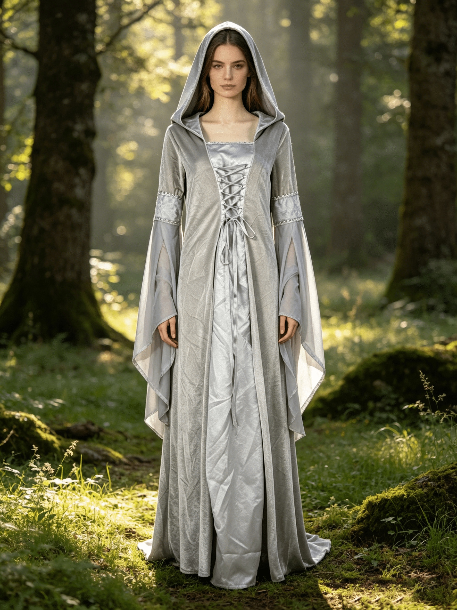 adult queen renaissance fair dress temu Women's Retro Lace Bell Sleeve * Dress - Full-Length Chiffon & Lace Gown  Suitable for Cosplay, Stage Costumes, Wedding Guest Dresses, Photo Shoot  Outfit
