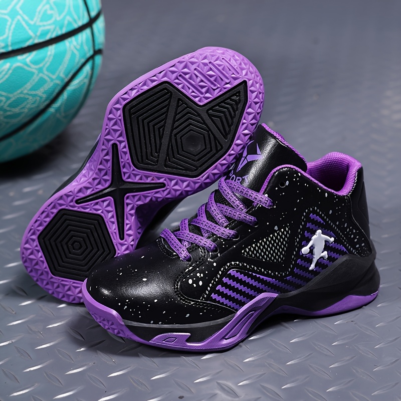 purple basketball shoes youth